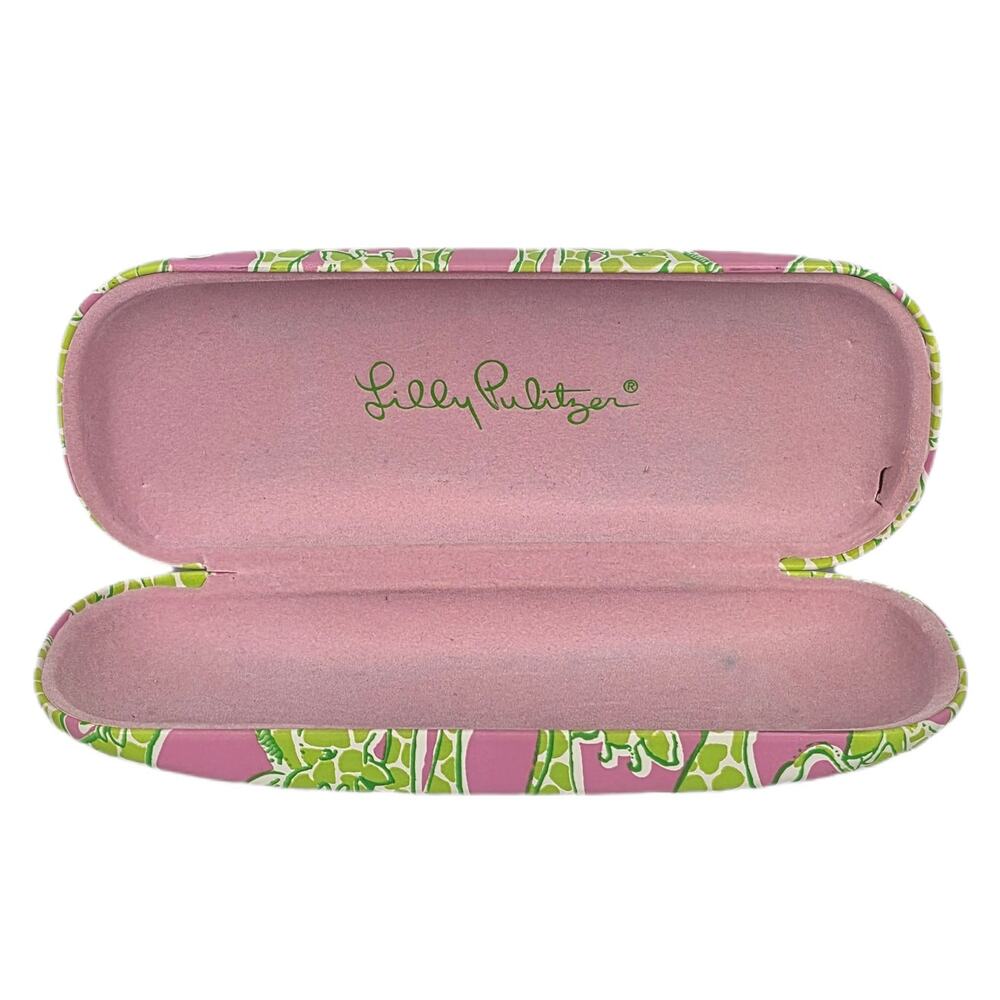 LILLY PULITZER GIRAFFE PRINT CLAMSHELL HARD SHELL EYEGLASS CASE – PINK/GREEN